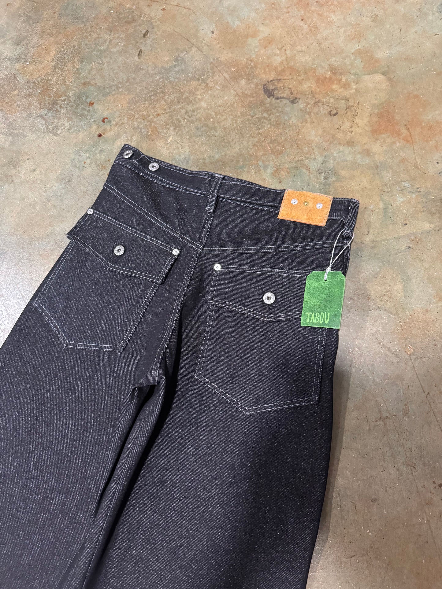 9 Button Black Denim